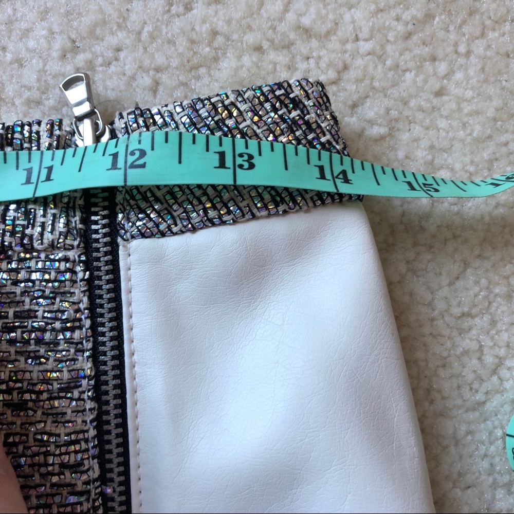 CLUB MONACO Glitter White Leather Mini Skirt, sz 0 - Picture 6 of 8